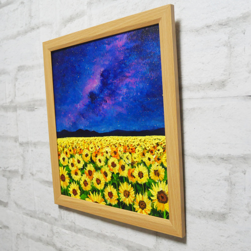 油絵 絵画【星空の花畑】 油絵 絵画【星空の花畑】 - メルカリ