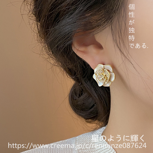 K18ピンクゴールド「つばき」ピアス – 宝石修飾工房波多ゑ