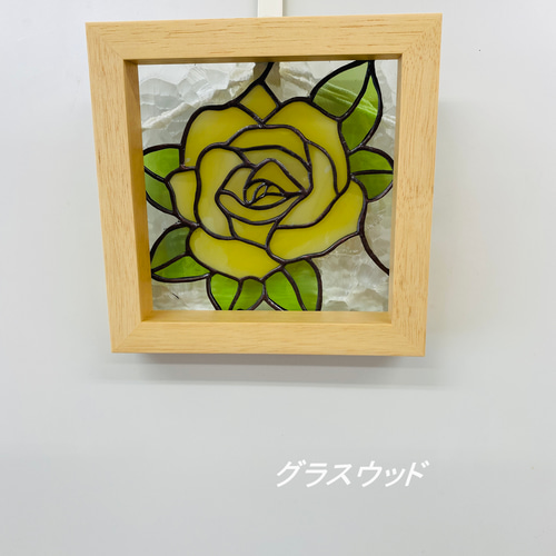 母の日ギフト 黄色い薔薇のパネル ステンドグラス 壁掛けラック