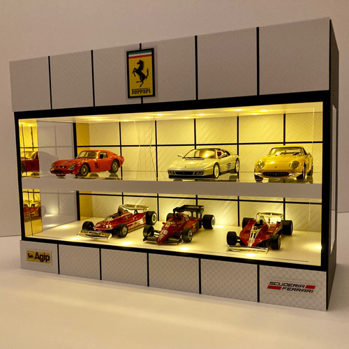 1/43展示可・ホワイトカーボン・ディスプレーBOX / LED20灯