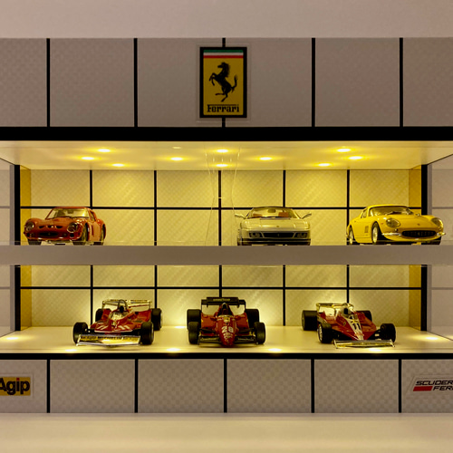 1/43展示可・ホワイトカーボン・ディスプレーBOX / LED20灯