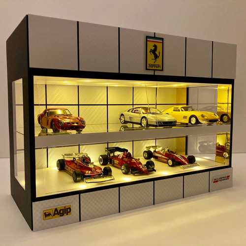 1/43展示可・ホワイトカーボン・ディスプレーBOX / LED20灯