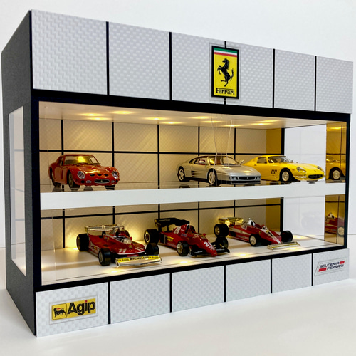 1/43展示可・ホワイトカーボン・ディスプレーBOX / LED20灯