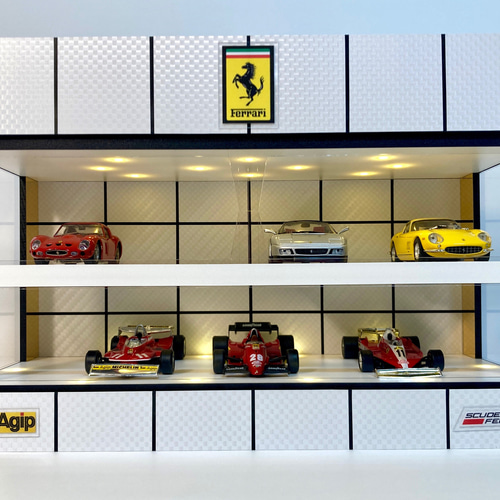 1/43展示可・ホワイトカーボン・ディスプレーBOX / LED20灯