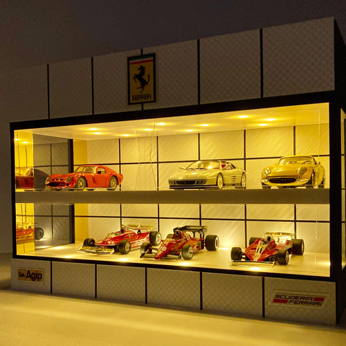1/43展示可・ホワイトカーボン・ディスプレーBOX / LED20灯