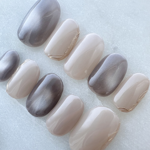 大人上品ネイル/うるつやマグネットネイル/シンプルネイル/ネイル