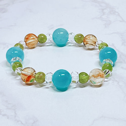 【ブルーフェザーインフローライト】透明感あふれる青の羽模様 天然石 ブレスレット ブルーフェザーインフローライト】透明感あふれる青の羽模様 天然石