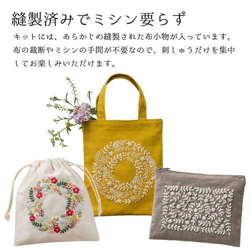 yukiemon 刺繍パウダーフレーク　20㎝ファスナーお財布ポーチ　No.5 刺繍がしやすいファスナーフラットポーチ【IDEable】MT_002 | 910
