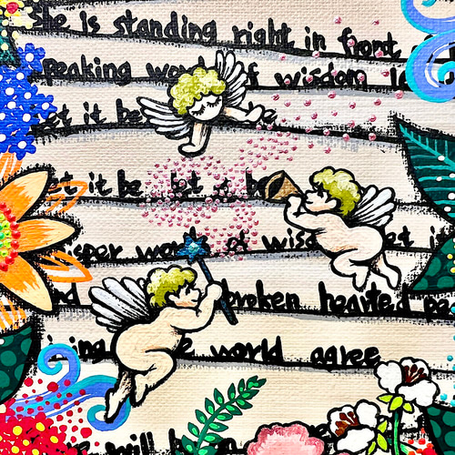 手描き絵画 額縁付き 天使のお話し 絵画 inabayuka 通販