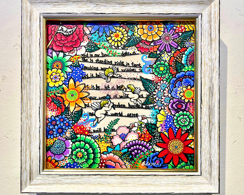 手描き絵画 額縁付き 天使のお話し 絵画 inabayuka 通販