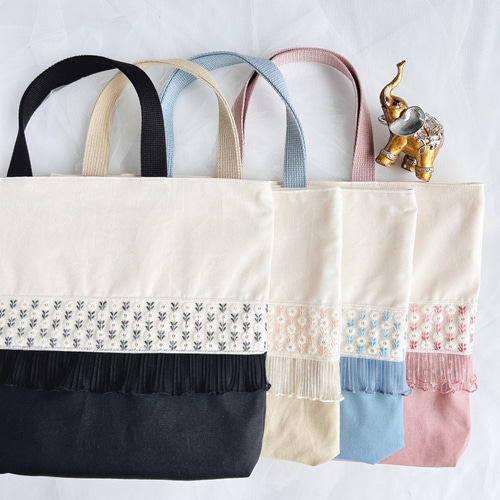 ⑅インド刺繍リボン⑅レッスンバッグ ❁小花柄❁ レッスンバッグ