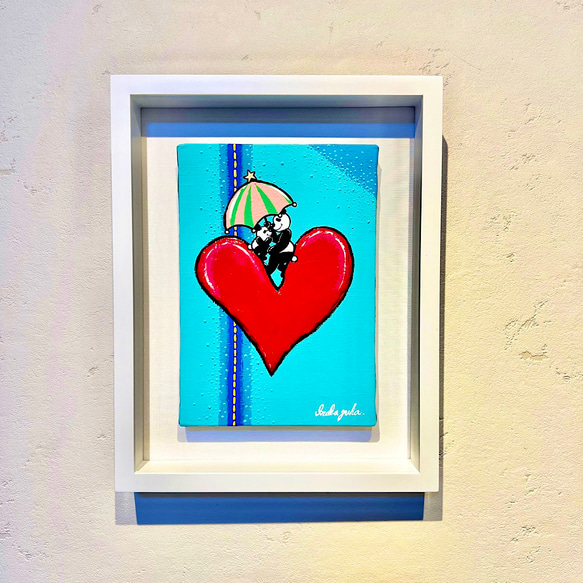 手描き絵画 アート アクリル画 額縁付き パンダ 作品名大丈夫だよ 絵画
