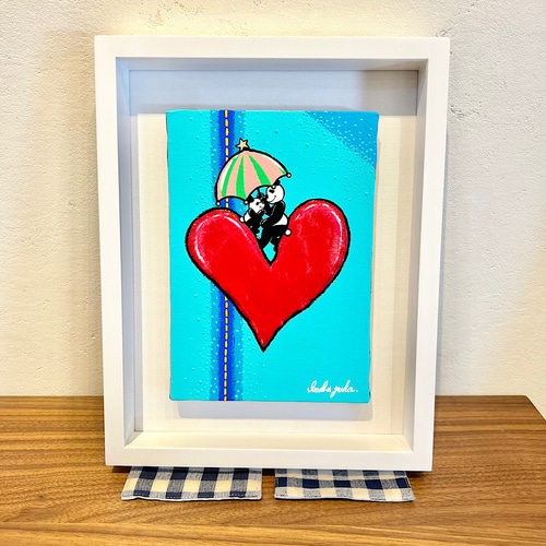 アート　額縁付き　イラスト　個人　手描き 手描き絵画 アート アクリル画 額縁付き パンダ 作品名大丈夫だよ 絵画