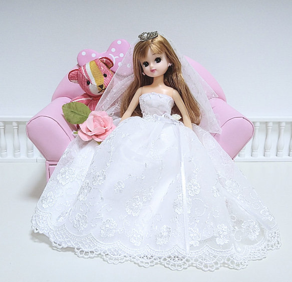 リカちゃん　洋服　トリコロールライン♡パーカー　White ハンドメイド リカちゃん　洋服　トリコロールライン♡パーカー　White ハンドメイド