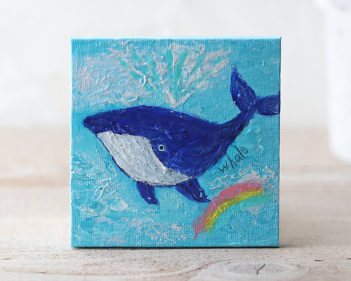 アクリル画 「クジラが泳ぐ海」 原画 e019334674d44e585fe6240160f761