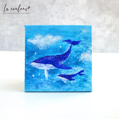 クジラが青い空を泳ぐ絵 切実 アクリル絵の具のキャンバスアート クジラが青い空を泳ぐ絵 切実 アクリル絵の具のキャンバスアート