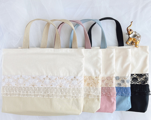 ⑅インド刺繍リボン⑅レッスンバッグ ❁チューリップ柄