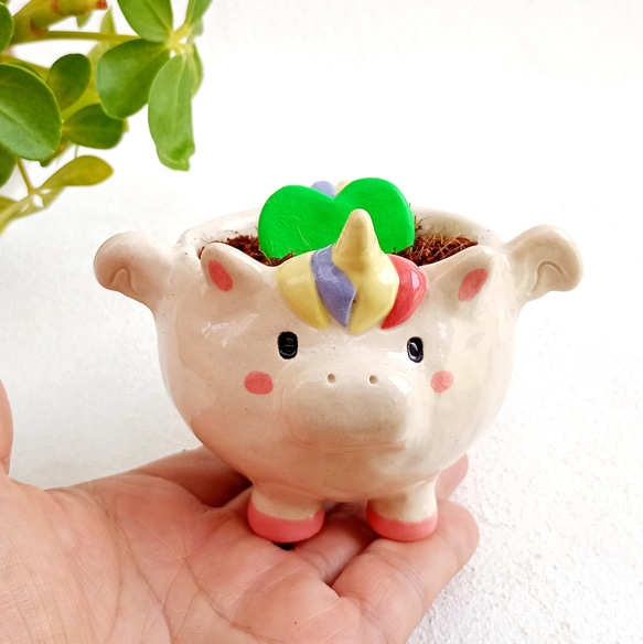 ペガサスユニコーンの小さな植木鉢 ファンタジー陶器 一輪挿し