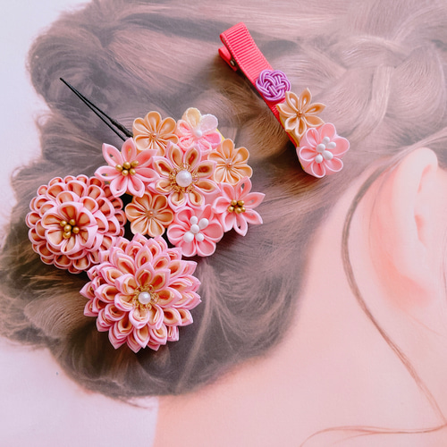 送料無料】【即日発送】つまみ細工 着物 和装 浴衣 成人式 卒業 卒園  