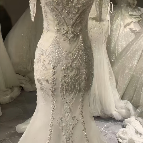 Vネック ビジューマーメイド 二次会ドレス Vネック ビジューマーメイド 二次会ドレス