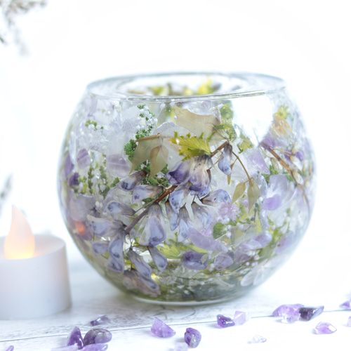 おまけキャンドル&選べるラベル】「野に咲く藤の花とアメジスト