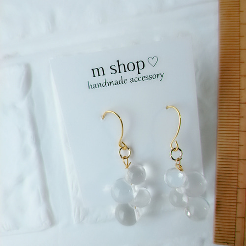 専用　ハンドメイドピアス 鈴丸ビーズ ハンドメイドピアス ピアス（フック・チェーン） m