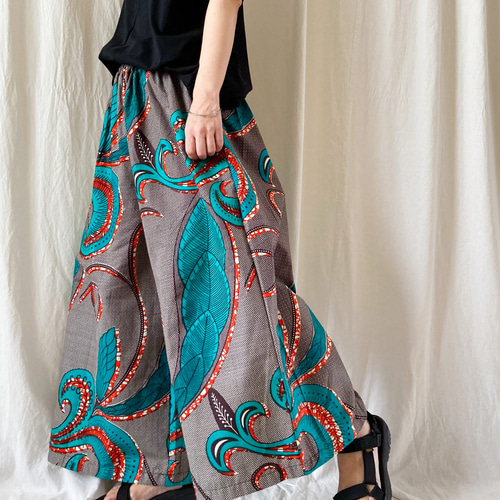 MERMEO【CU-182W】アフリカンバティック アフリカ布 ロングキュロット