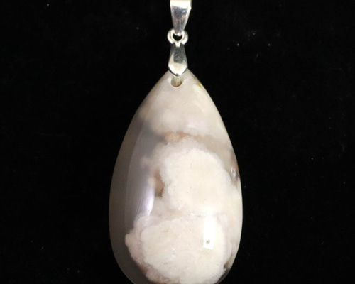 フラワーアゲート 瑪瑙 メノウ 30mmペアシェイプ ペンダント 6.9g