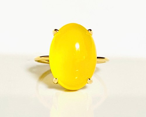 再販6 イエローカルセドニーAAAリング11号 オーバル カボション 天然石