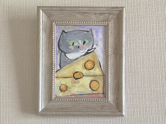 絵画。原画【猫ちゃんは鳥と一緒にお菓子を楽しく食べます】 絵画。原画【チーズが好きな猫ちゃん】 絵画 アカザ麦 通販