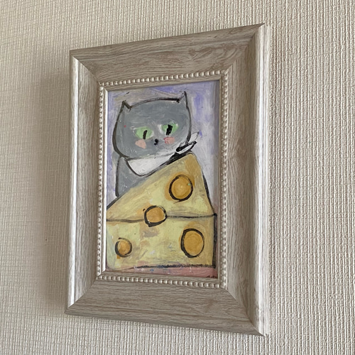 絵画。原画【チーズが好きな猫ちゃん】 絵画 アカザ麦 通販