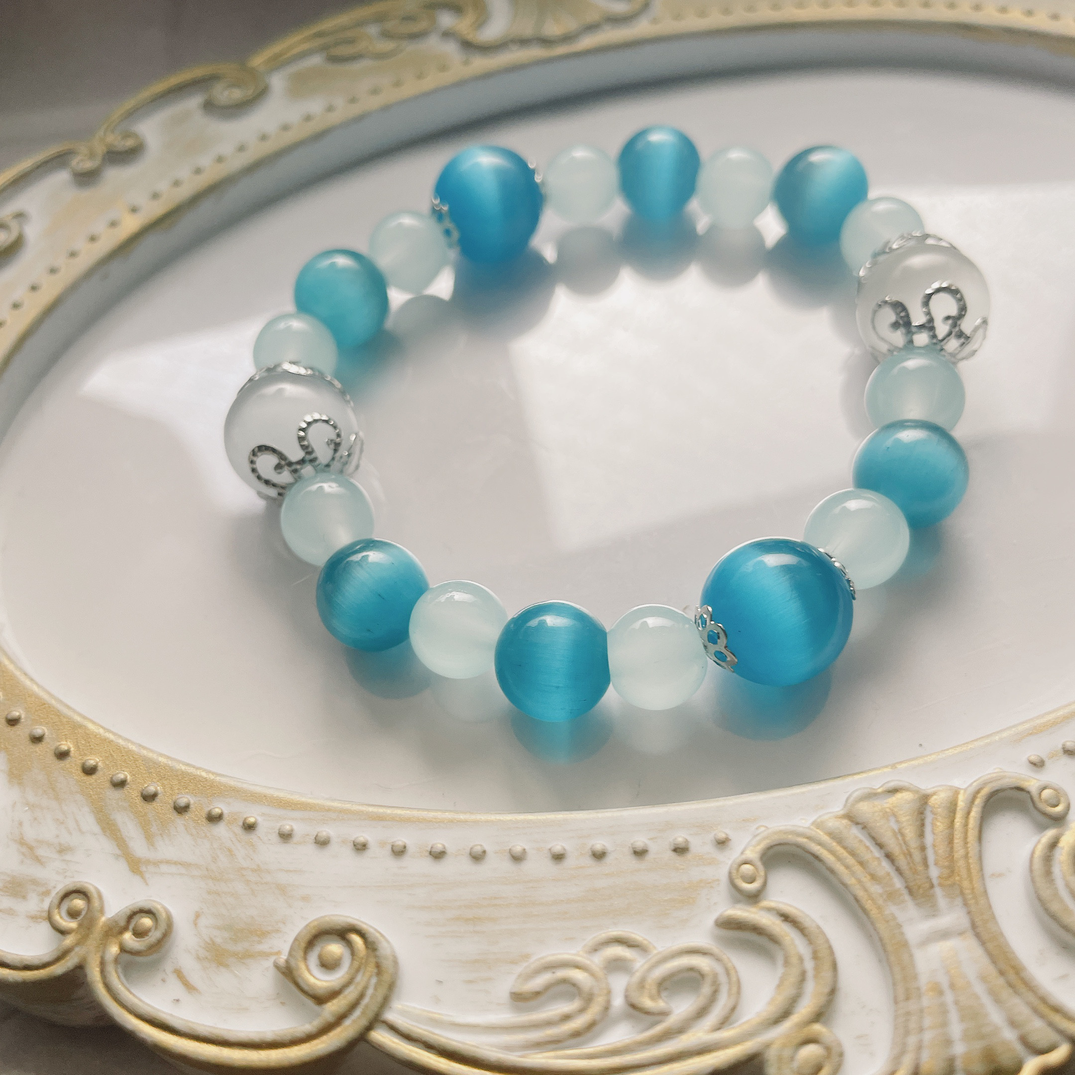 ⟡.·ブルー天然石ブレスレット⟡.·