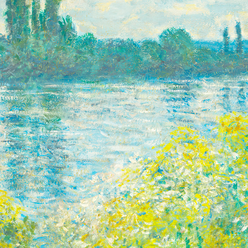 モネ 風景画 アートポスター アンティークポスター 横長 緑 黄色