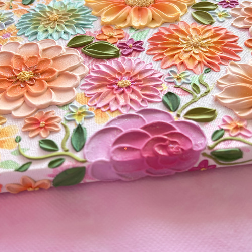 テクスチャーアート　絵画　インテリアアート　花　立体　絵　花の絵　アート　パネル テクスチャーアート 絵画 アートパネル フラワーアート