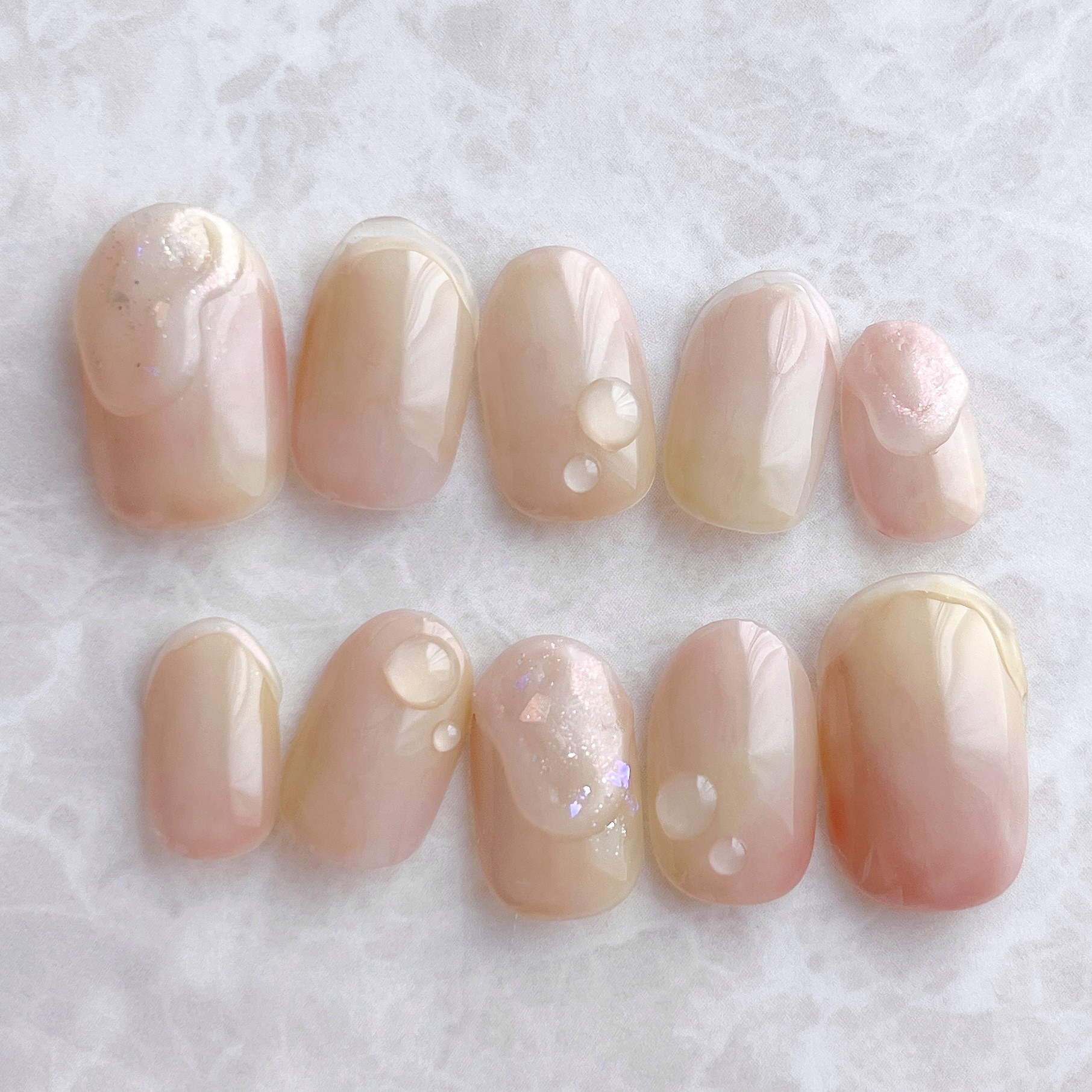 ネイルチップ　韓国ワンホン　マーブル水彩　桃ピーチ　キラキラピンク　ニュアンス ネイルチップ 韓国ワンホン マーブル水彩 桃ピーチ キラキラピンク