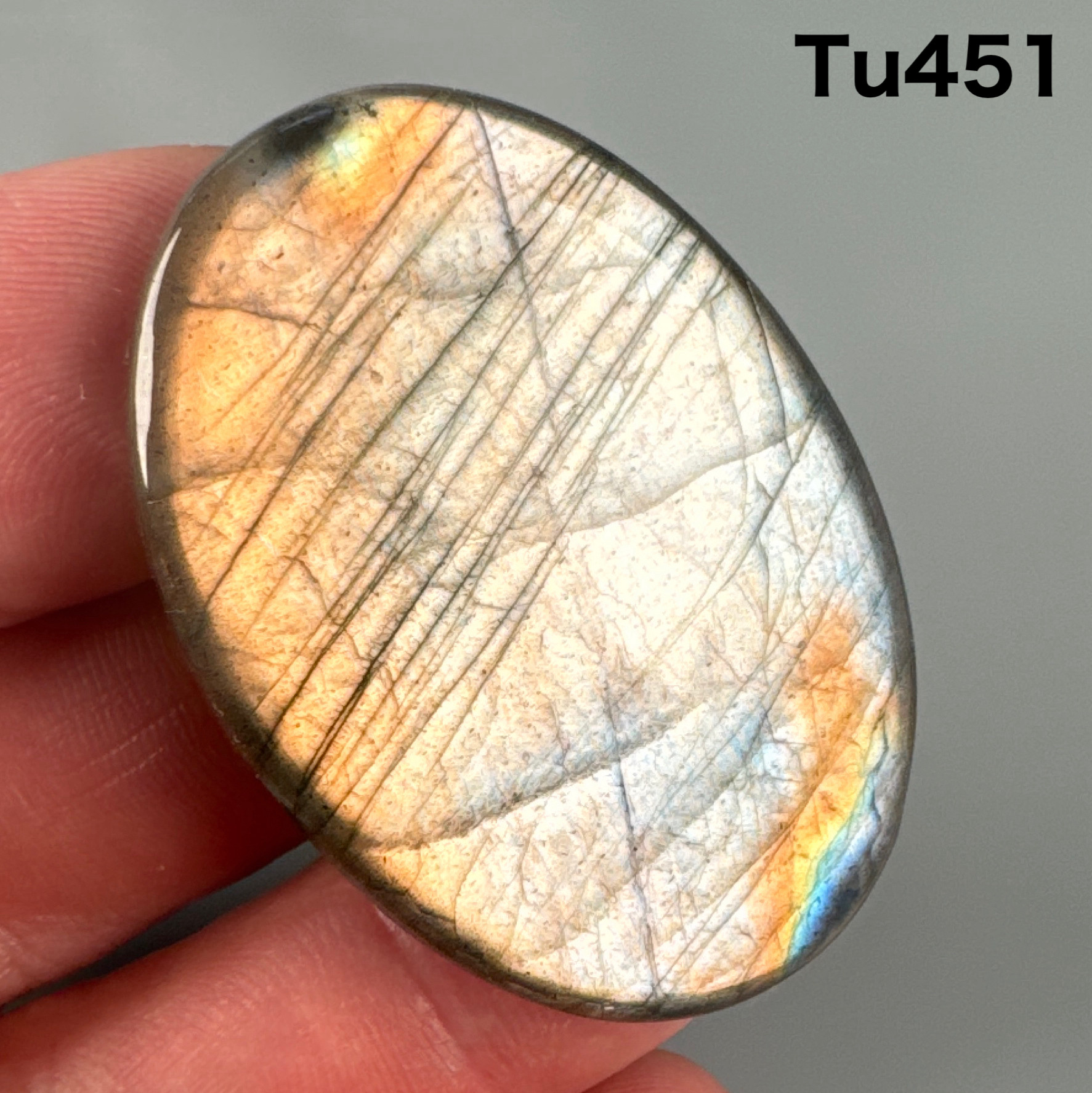 メタリックなシラー ラブラドライト 4Aクラス 43.5ミリルース Tu451