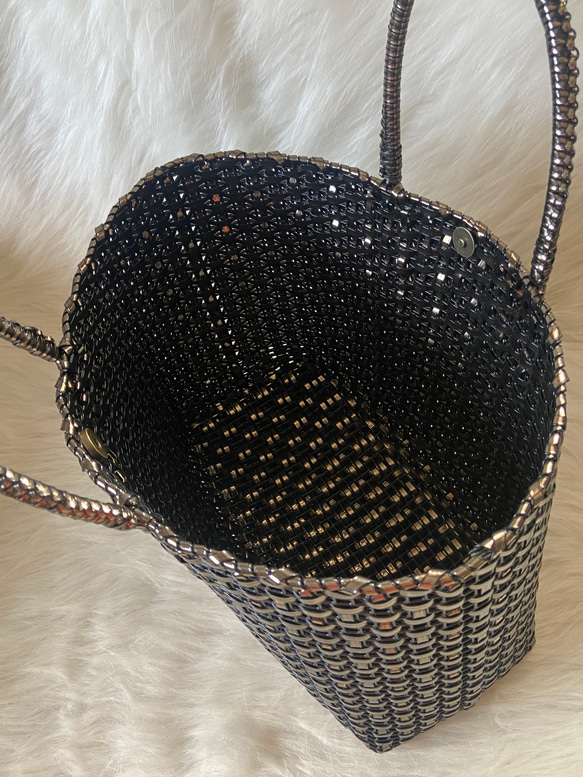 ラメルヘンテープのトートバッグ　ブロンズ 