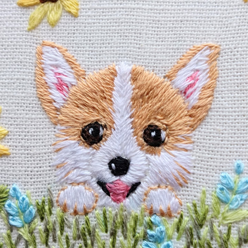 コーギーと向日葵の壁掛け