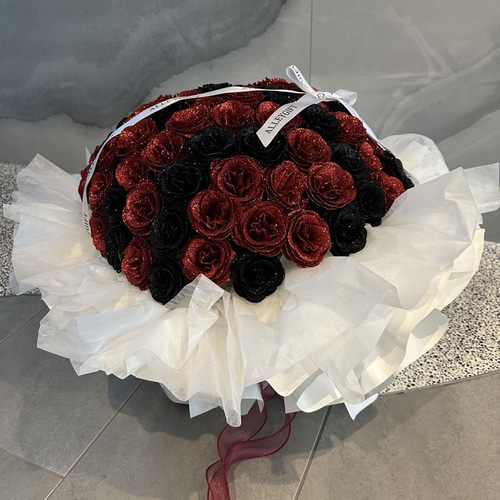 プロポーズ花束 99本 グリッターローズ使用 オーダーメイドも