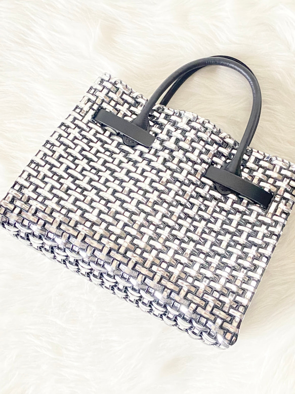 【再販】ラメルヘンテープのカゴバーキン シルバー シルバー ラメルヘンテープ ベルト