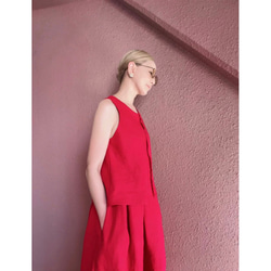 RATA❤️選擇你的長度❣️美麗搖曳的亞麻混紡裙❤️也可以作為套裝穿著❤️成人般的精緻RED 第4張的照片