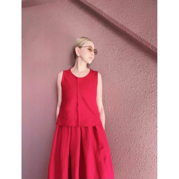 RATA❤️選擇你的長度❣️美麗搖曳的亞麻混紡裙❤️也可以作為套裝穿著❤️成人般的精緻RED 第5張的照片