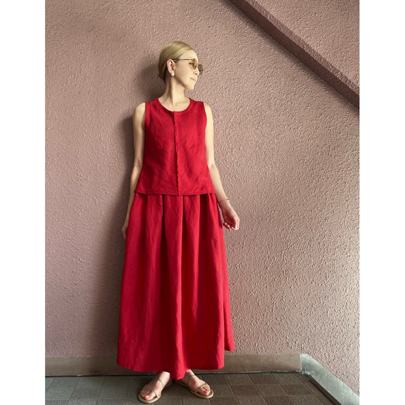 RATA❤️選擇你的長度❣️美麗搖曳的亞麻混紡裙❤️也可以作為套裝穿著❤️成人般的精緻RED 第2張的照片