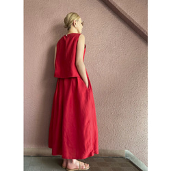 RATA❤️選擇你的長度❣️美麗搖曳的亞麻混紡裙❤️也可以作為套裝穿著❤️成人般的精緻RED 第3張的照片