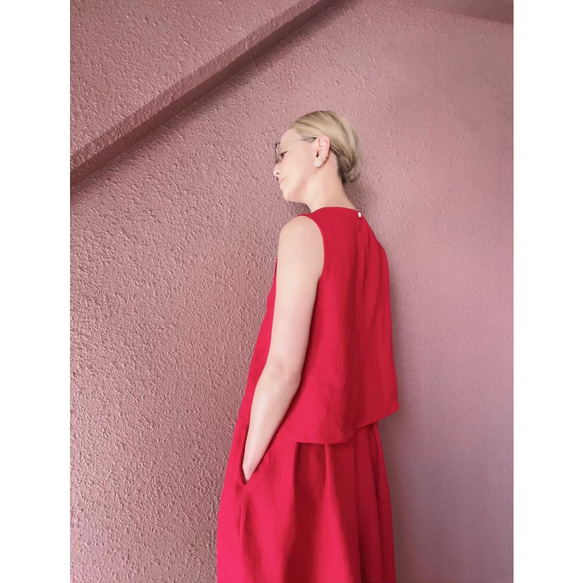 RATA❤️選擇你的長度❣️美麗搖曳的亞麻混紡裙❤️也可以作為套裝穿著❤️成人般的精緻RED 第6張的照片