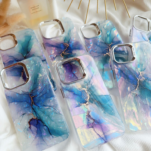 shell blue〜 アルコールインクアートiPhoneケース iPhoneケース