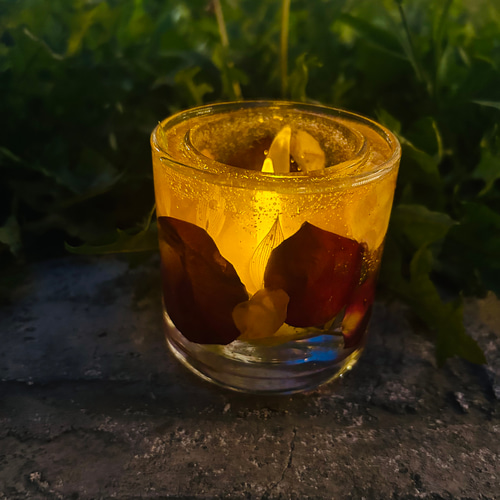 ボタニカルキャンドルホルダー バラver LEDライト付き キャンドル