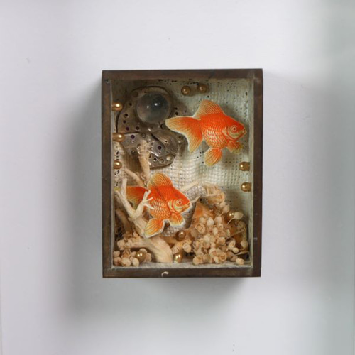 金魚」 ボックスアート 立体コラージュ 立体・オブジェ ウムリス