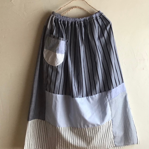 播州織パッチワークロングスカート ロングスカート（マキシ丈） Re