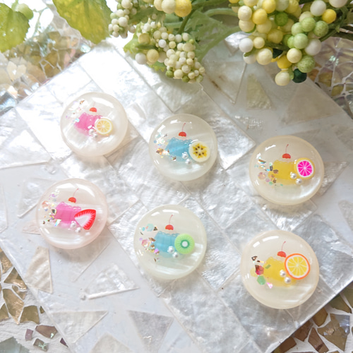 ゼリーのボタン☆6個 t38 ゼリー/お菓子/ボタン/カボション/フルーツ 
